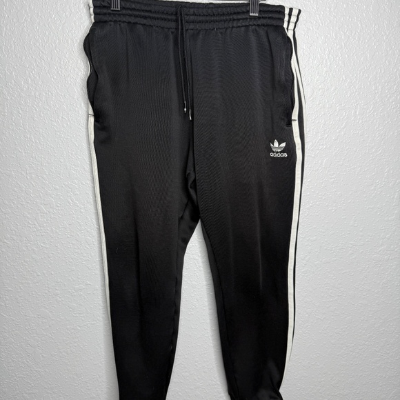 Adidas Mens Medium Black three stripes fleece sweatpants - Picture 2 of 7